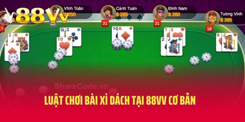 Luật chơi bài xì dách tại 88vv cơ bản